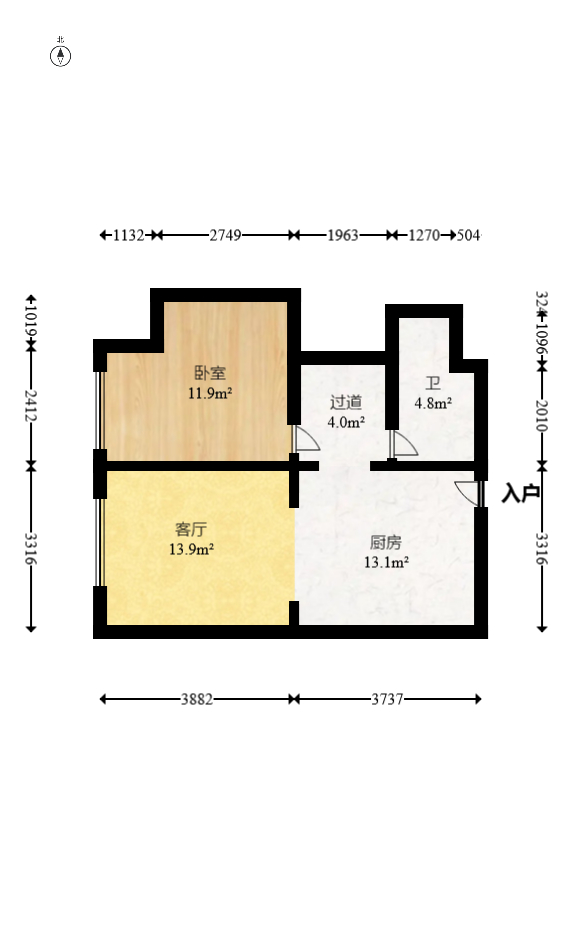 华远华时代  3室2厅2卫   120.00万室内图1