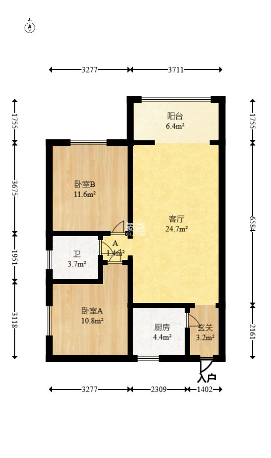 华府壹航线  2室1厅1卫   70.50万