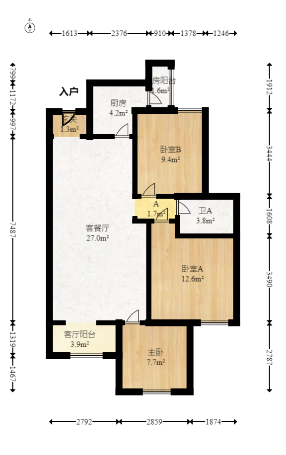 协信星澜汇 3室2厅1卫 98.0万 协信星澜汇 3室2厅1卫 98.0万户型图