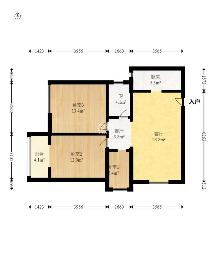 尊邸华庭  3室2厅1卫    70.8万