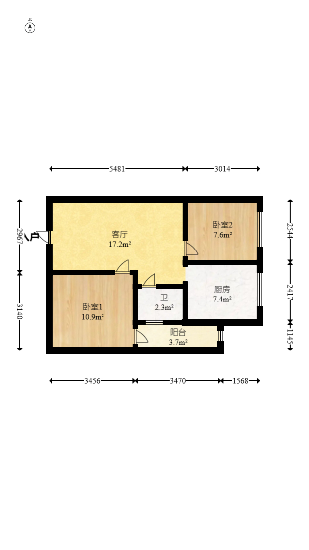 汇都公寓  2室1厅1卫   38.80万室内图1
