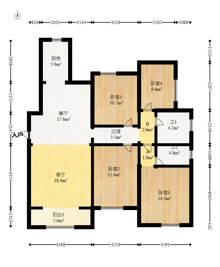 裕和府(乐万邦康桥悦城) 4室2厅2卫 110.0万 裕和府(乐万邦康桥悦城) 4室2厅2卫 110.0万户型图