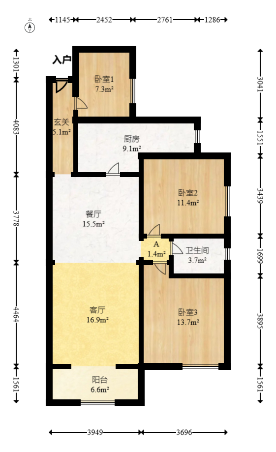 润和之悦(金泽园) 3室2厅1卫 79.8万 润和之悦(金泽园) 3室2厅1卫 79.8万户型图