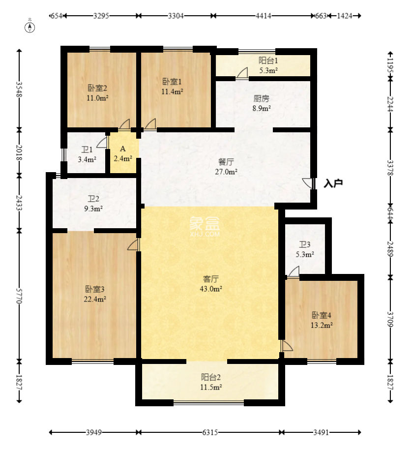 长沙泷悦长安  4室2厅2卫   246.00万
