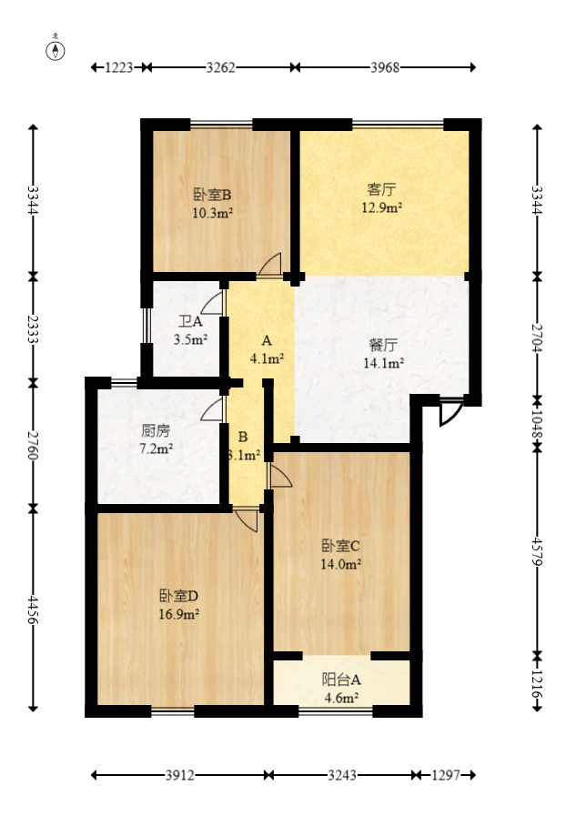 洞井一小区  3室1厅1卫   85.00万室内图1