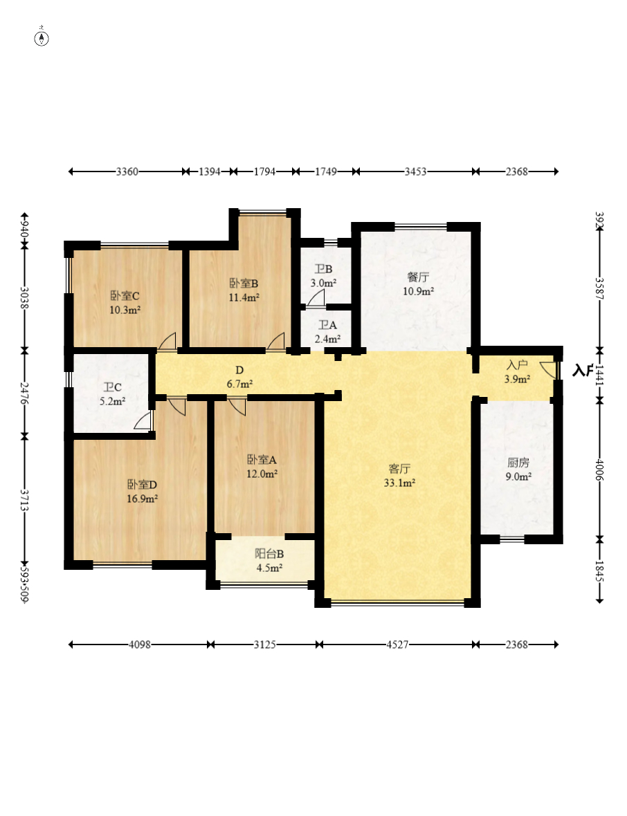 中建嘉和城  4室2厅2卫   142.00万室内图1