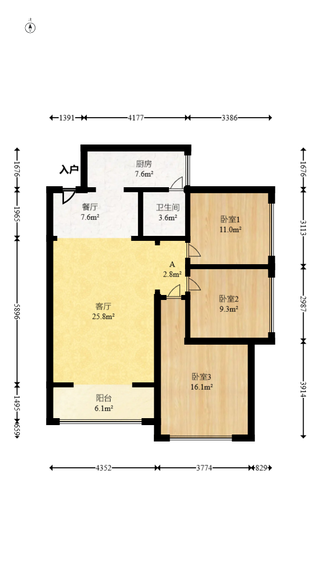 润和又一城  3室2厅1卫    110.0万 润和又一城  3室2厅1卫    110.0万户型图