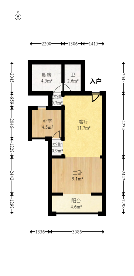 少帅府  1室1厅1卫   60.00万室内图1