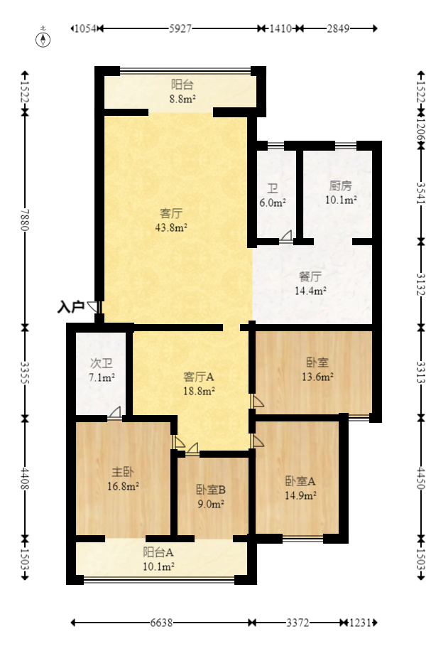 星兴佳园 4室2厅2卫 76.0万 星兴佳园 4室2厅2卫 76.0万户型图