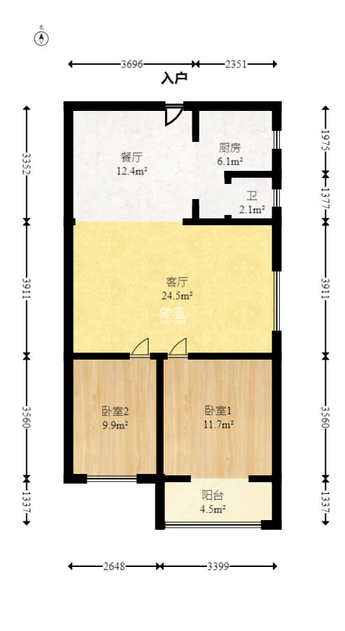 东方新世界  2室2厅1卫    65.0万