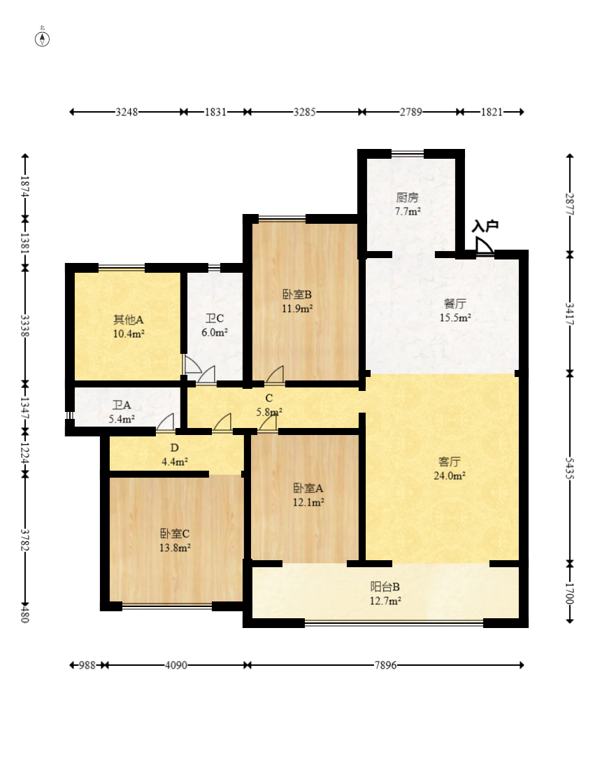 旭辉雨花郡  4室2厅2卫    220.0万 旭辉雨花郡  4室2厅2卫    220.0万户型图