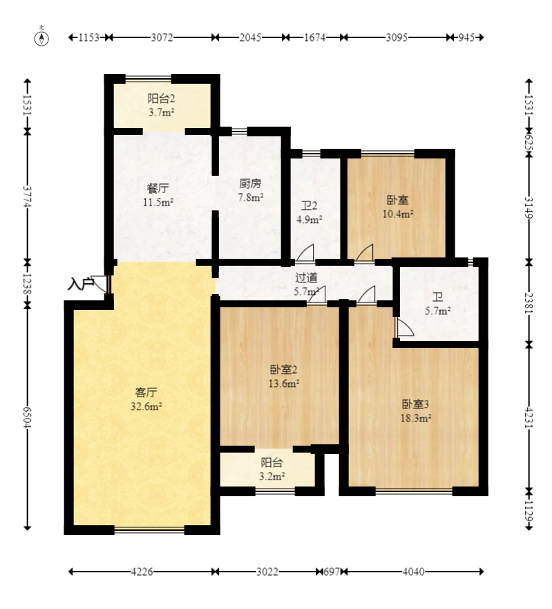 永祺西京  3室2厅2卫    150.0万 永祺西京  3室2厅2卫    150.0万户型图
