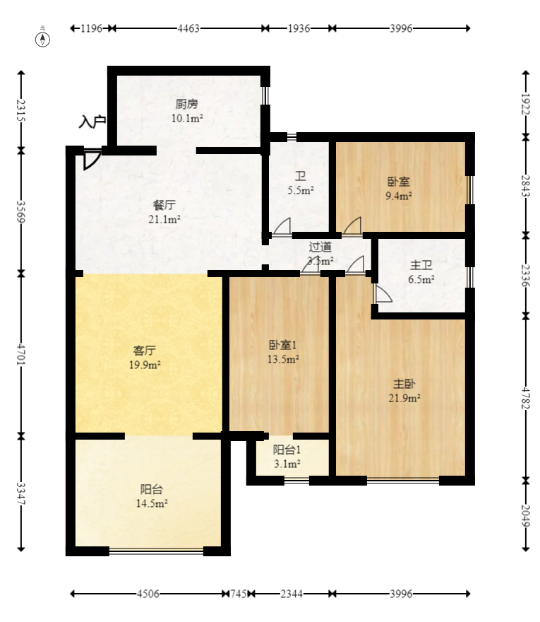 万象新天 4室2厅2卫 129.00万 万象新天 4室2厅2卫 129.00万户型图