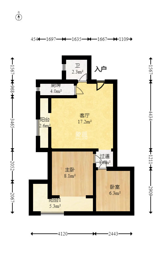 凯通国际城（凯通朝庭）  2室2厅1卫   63.80万