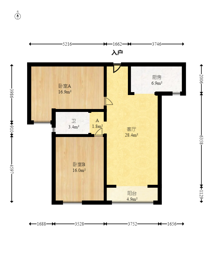 朝正美苑  22室2厅1卫   60.00万室内图1