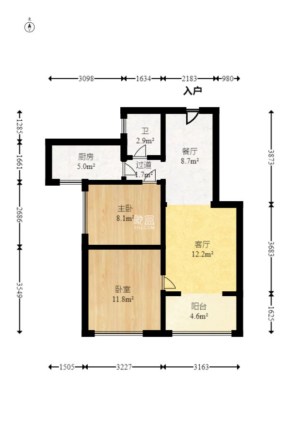 韭菜园嘉苑  2室2厅1卫    116.0万