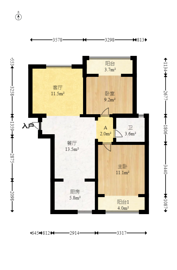 水渡家园 2室2厅1卫 46.0万 水渡家园 2室2厅1卫 46.0万户型图