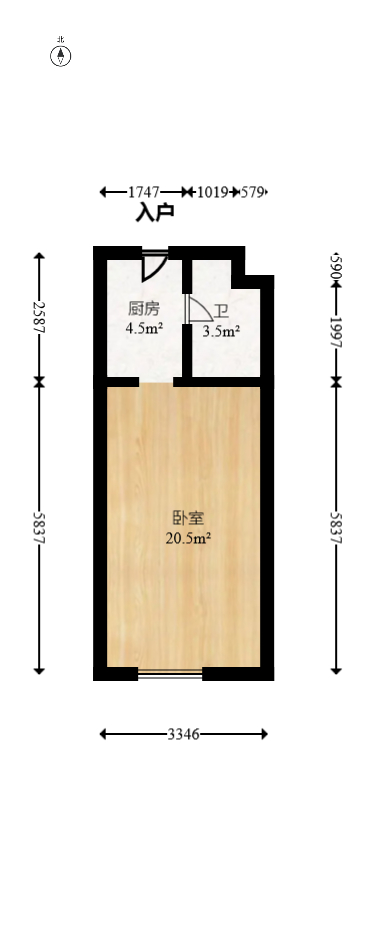 五矿紫湖香醍  1室1厅1卫   16.80万室内图1