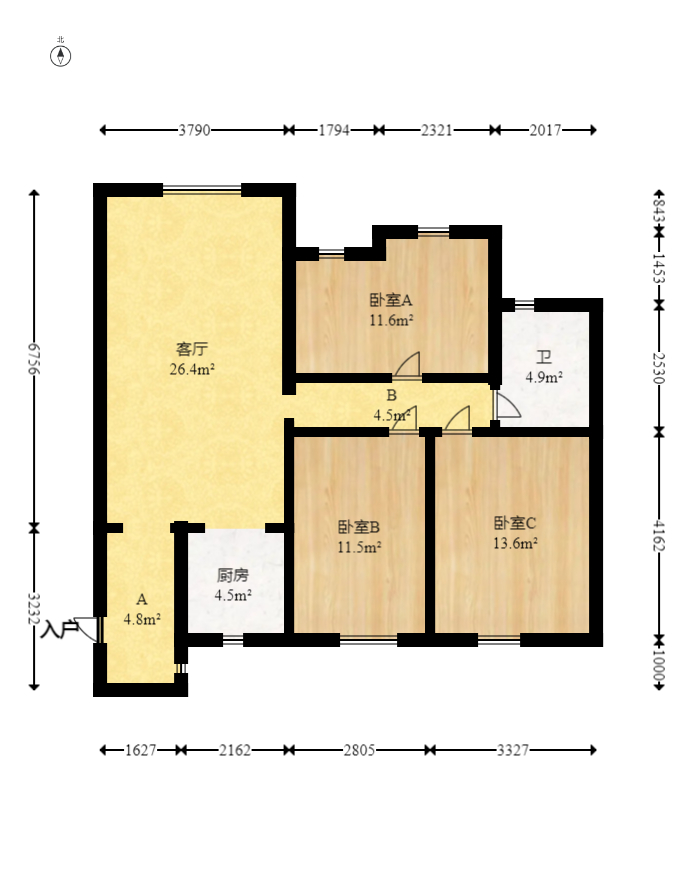 佳兆业水岸新都  3室2厅1卫   52.00万室内图1