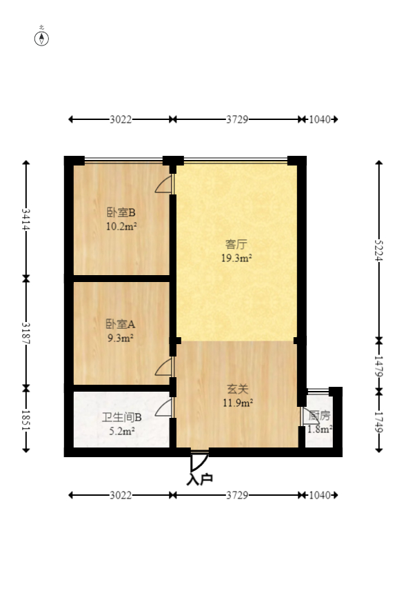 兴威新嘉园 2室1厅1卫 105.0万 兴威新嘉园 2室1厅1卫 105.0万户型图