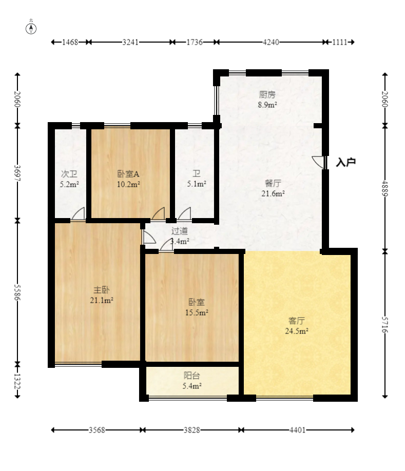 筑梦园  3室2厅2卫   118.00万室内图1