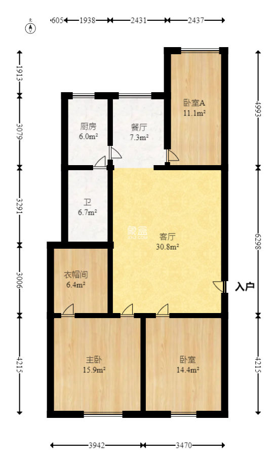 四季如春酒店(原名鑫元大酒店)  3室1厅1卫   43.80万