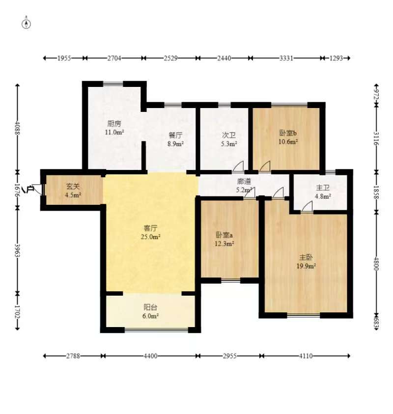 梅溪盛荟  3室2厅2卫    128.0万 梅溪盛荟  3室2厅2卫    128.0万户型图