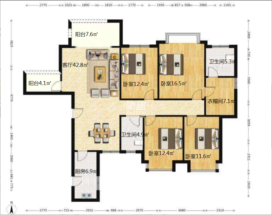 山水洲城华晨第一城 4室2厅2卫 82.8万 山水洲城华晨第一城 4室2厅2卫 82.8万室内图