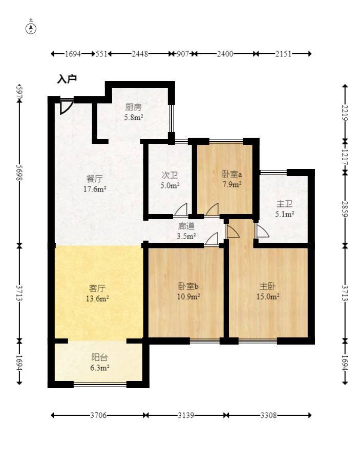 中梁云麓传奇 3室2厅1卫 105.0万 中梁云麓传奇 3室2厅1卫 105.0万户型图