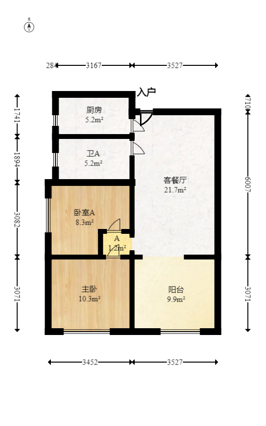 兰亭都荟（璟峰苑）  2室2厅1卫    98.8万室内图1