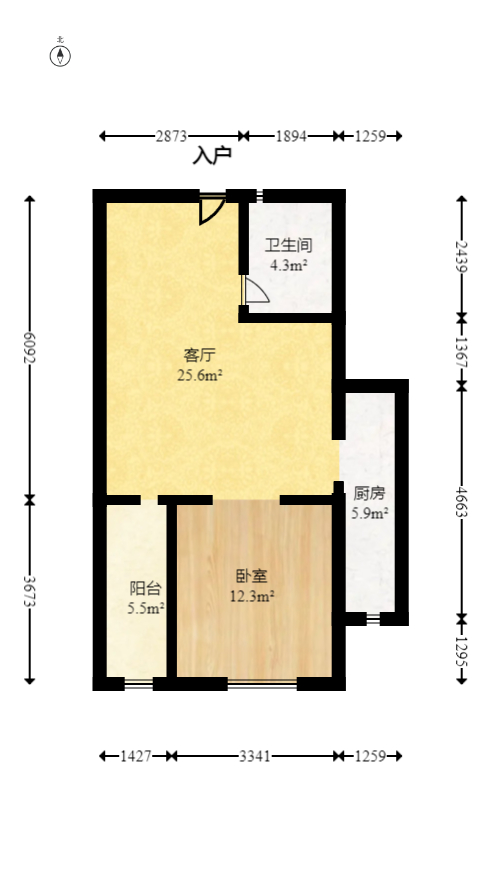 东业早安星城  1室1厅1卫   38.90万室内图1
