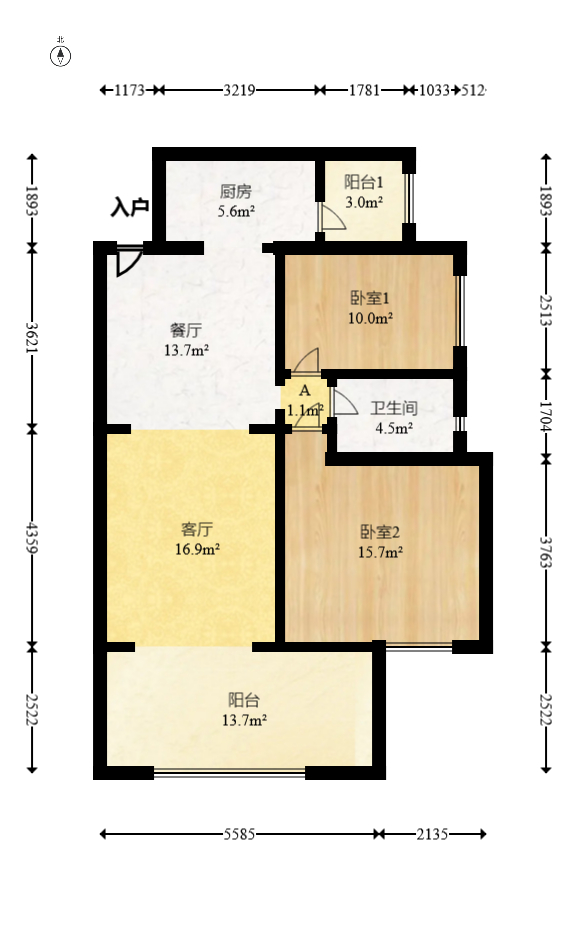 时代倾城四期  2室2厅1卫   73.00万室内图1
