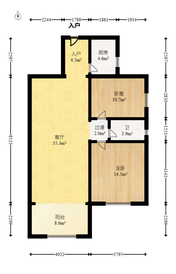 楚天中苑  2室2厅1卫    47.99万室内图1
