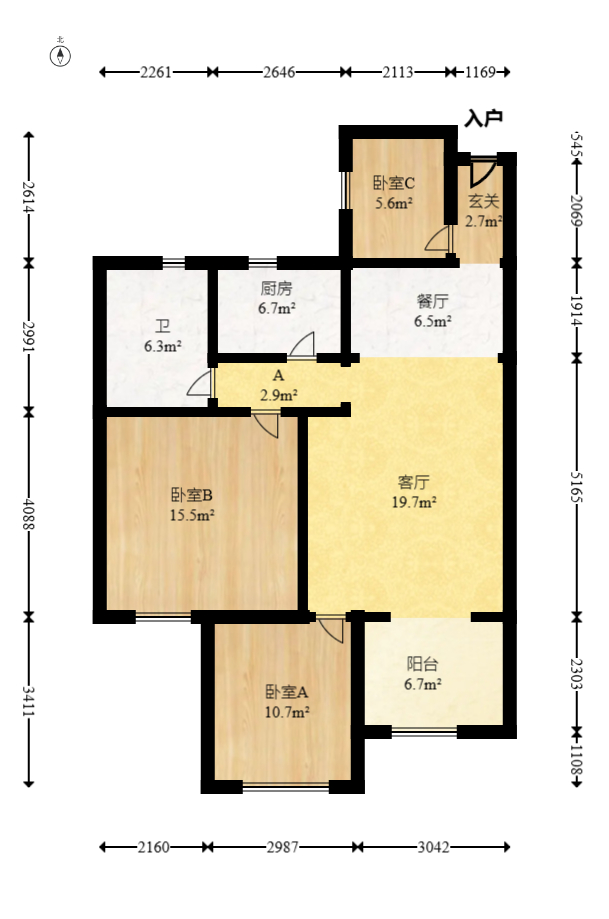 恒大雅苑  2室2廳1衛(wèi)    75.0萬室內(nèi)圖1