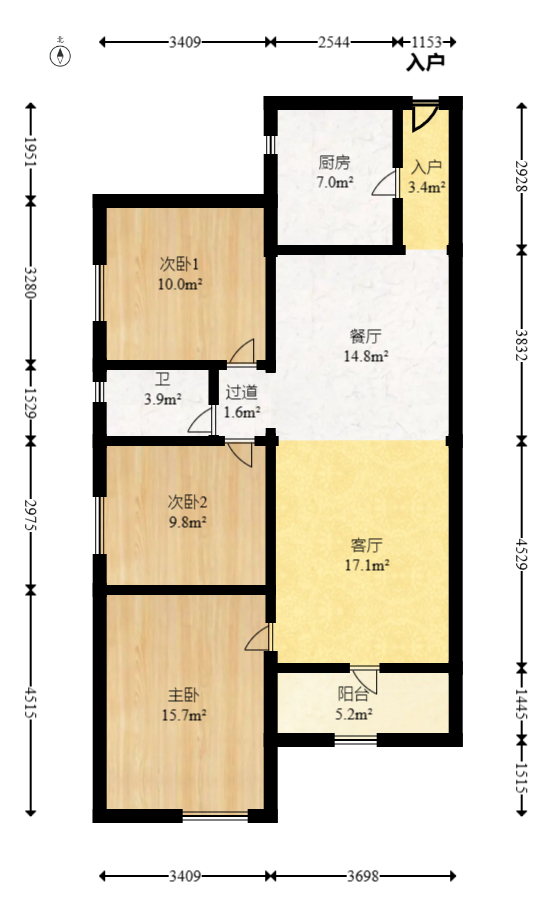万科城  3室2厅1卫   83.00万室内图1
