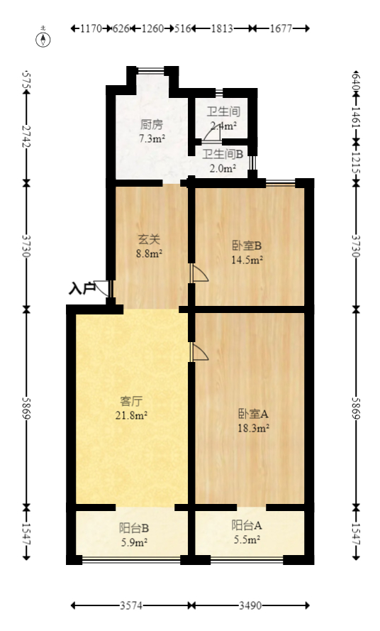 湖橡宿舍/湖橡小区  1室0厅0卫   65.00万室内图1