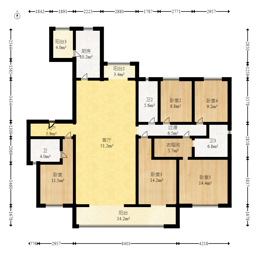 招商雍山湖  5室2厅2卫   355.00万室内图1