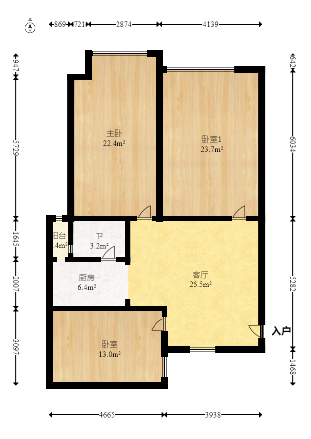 金烨融府 3室1厅1卫 80.0万 金烨融府 3室1厅1卫 80.0万户型图
