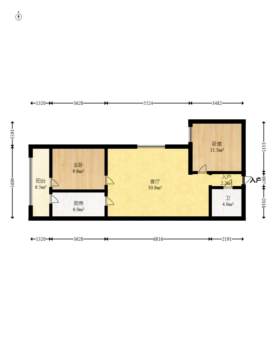 开源鑫景 2室2厅1卫 45.0万 开源鑫景 2室2厅1卫 45.0万户型图