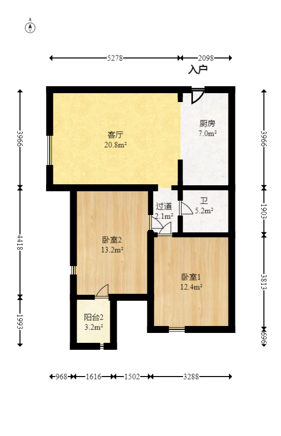 西子一间  2室1厅1卫   62.00万室内图1