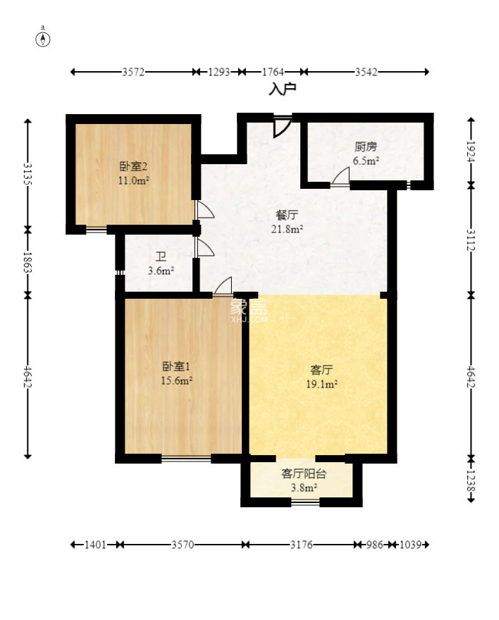 富兴嘉城（富兴汇中央）  2室2厅1卫   79.80万