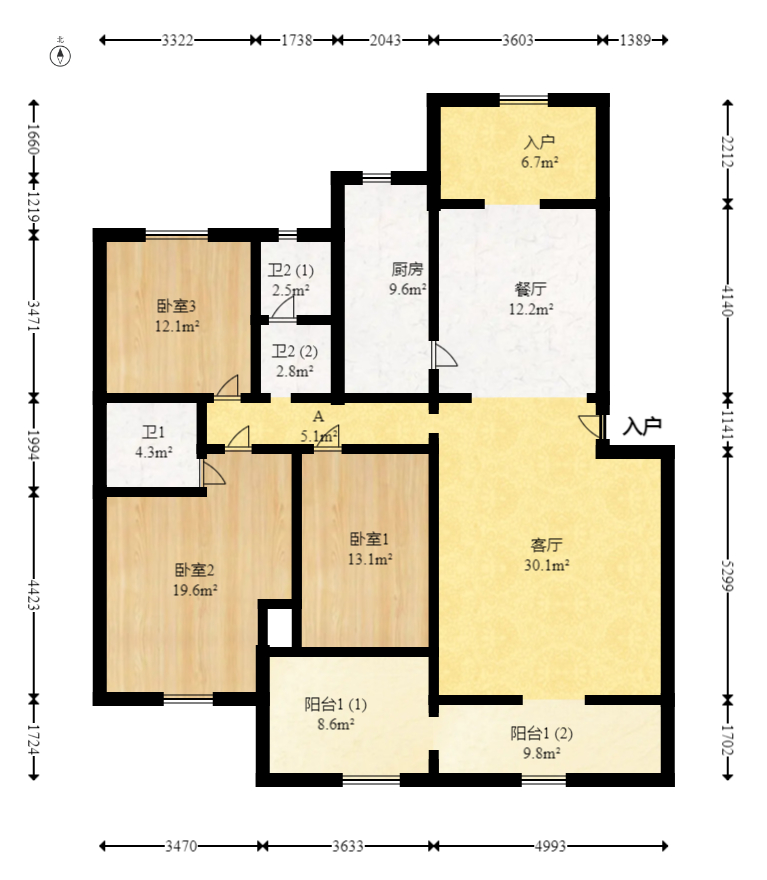 新华园  3室2厅2卫    95.0万室内图1