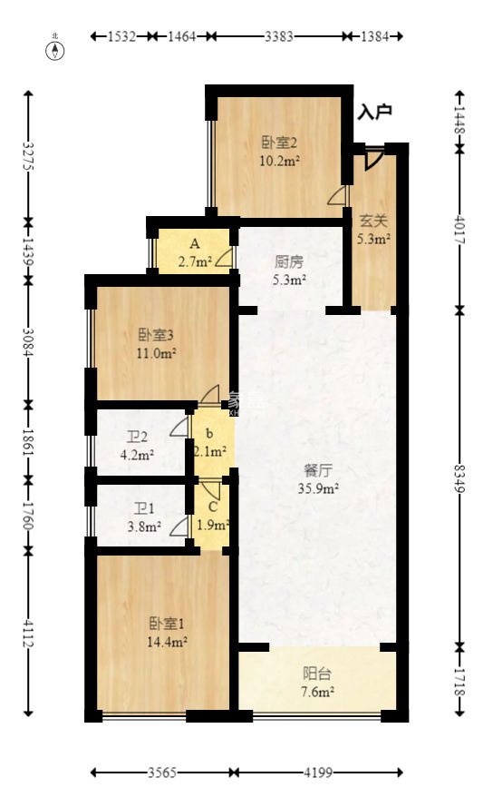 潤和又一城  3室2廳2衛(wèi)   74.00萬