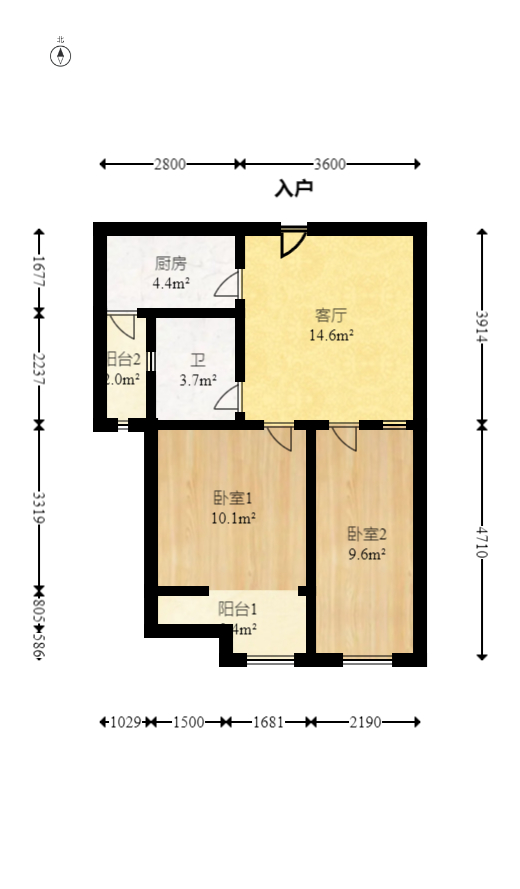 天鸿天府（天鸿中央大院）  2室1厅1卫   56.00万室内图1