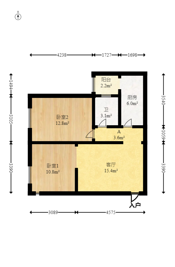 山水华景  2室1厅1卫   51.00万室内图1