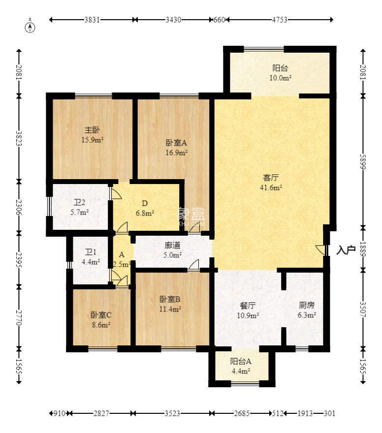 江山帝景雅墅（普罗旺斯）  4室2厅2卫    212.8万