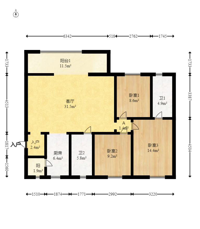 阳光城尚东湾嘉林苑 3室2厅2卫 90.0万 阳光城尚东湾嘉林苑 3室2厅2卫 90.0万户型图