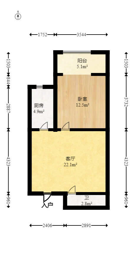 新开铺176号（环线拆迁指挥部）  1室1厅1卫   22.80万室内图1