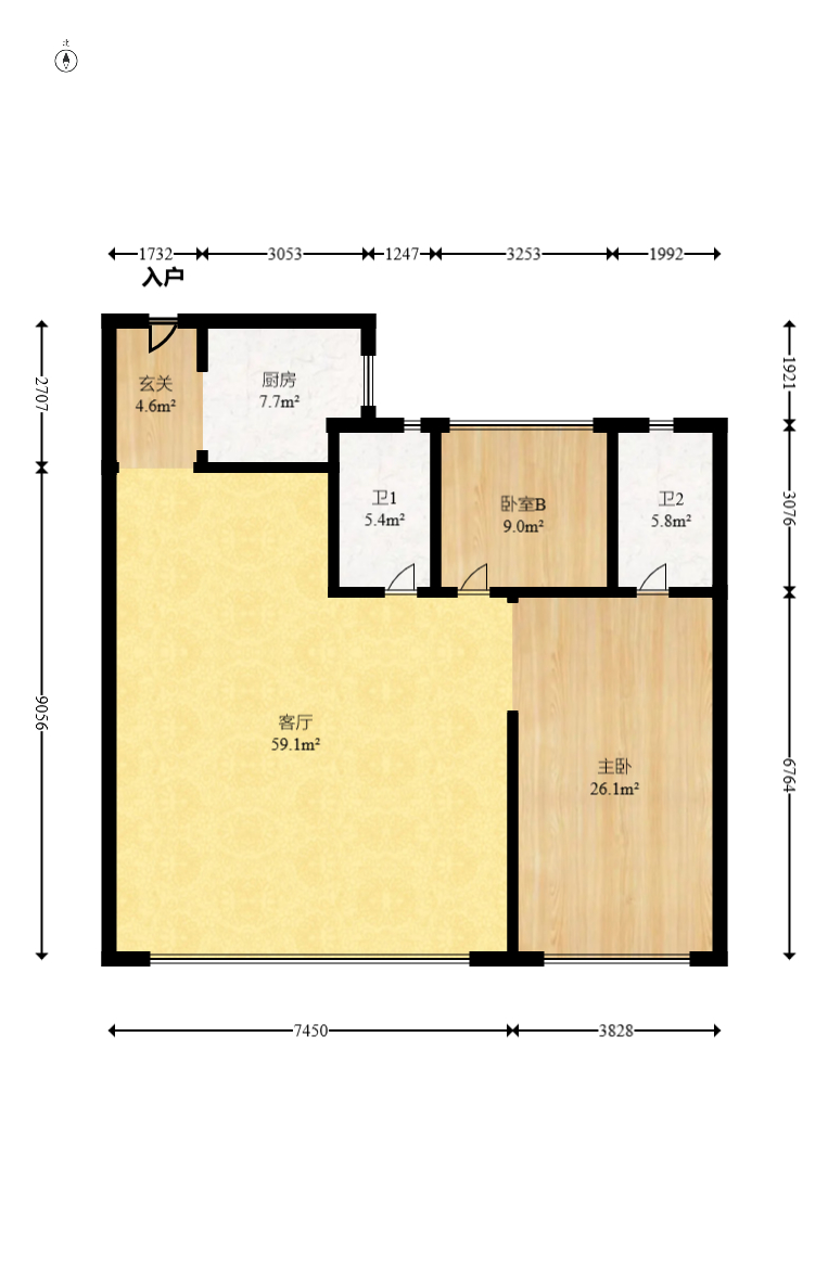 建投象山国际  3室2厅2卫   126.00万室内图1