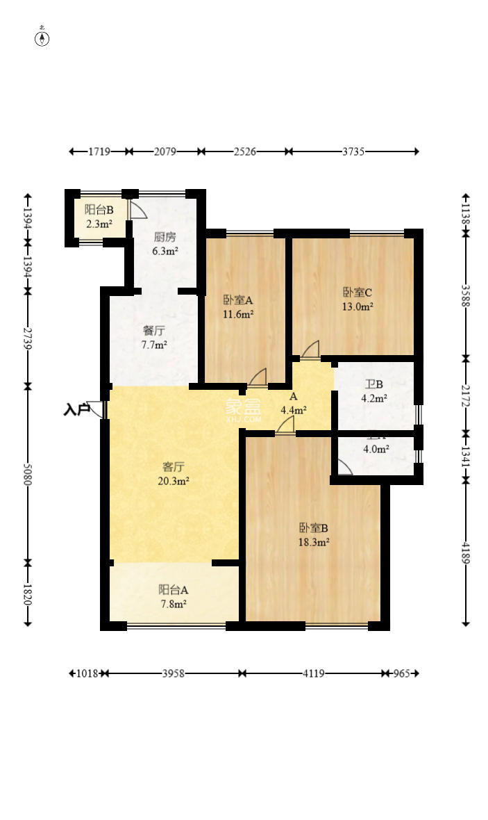 五矿万境水岸一期(万境水岸嘉苑)  3室2厅2卫    135.0万 五矿万境水岸一期(万境水岸嘉苑)  3室2厅2卫    135.0万户型图